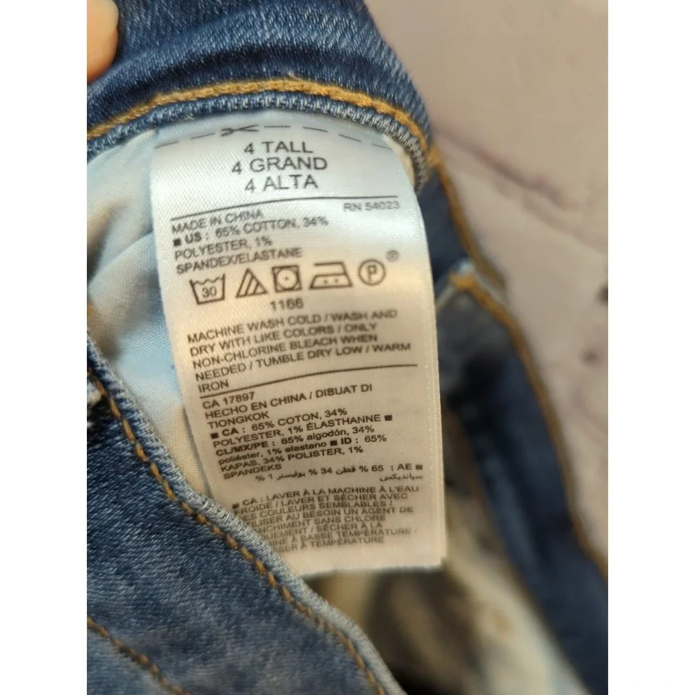 Old Navy blue jeans Boyfriend straight denim Women 4 tall mid rise ankle 2 tone